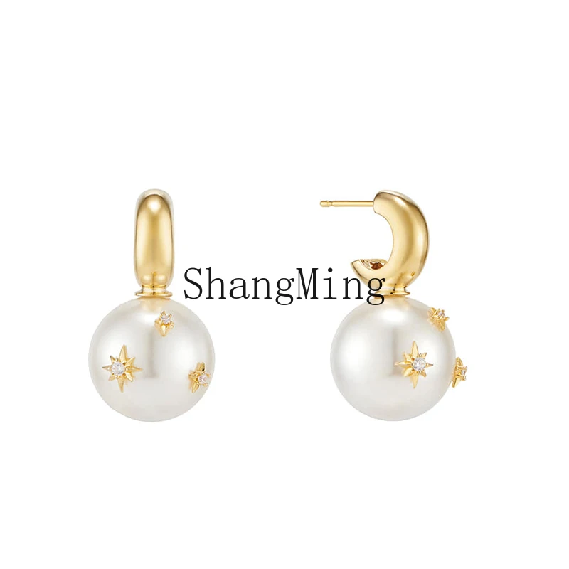 

CL same pearl earrings retro Xingmang women's light luxury high-end temperament stud earrings autumn and winter