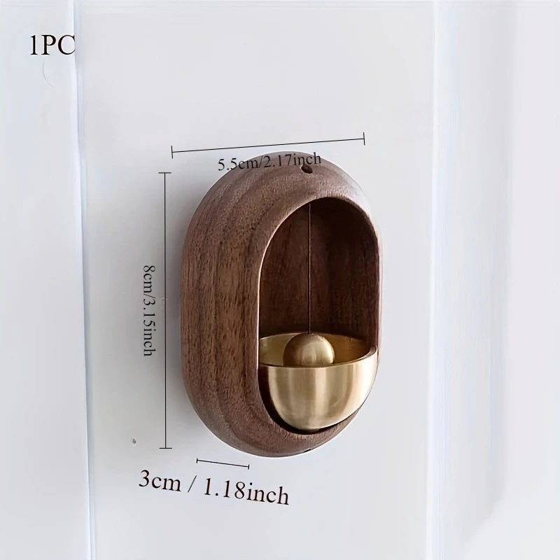 1/2pcs New Solid Wood Dopamine Door Chime - Magnetic Entry Reminder Wind Bell with Copper Oval Bells