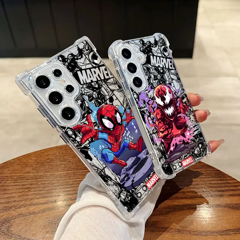 Marvel Sipiderman Venom Clear Phone Case For Samsung Galaxy S26 S25 S24 Ultra S23 S22 Plus S21 S20 FE Shockproof Silicone Cover