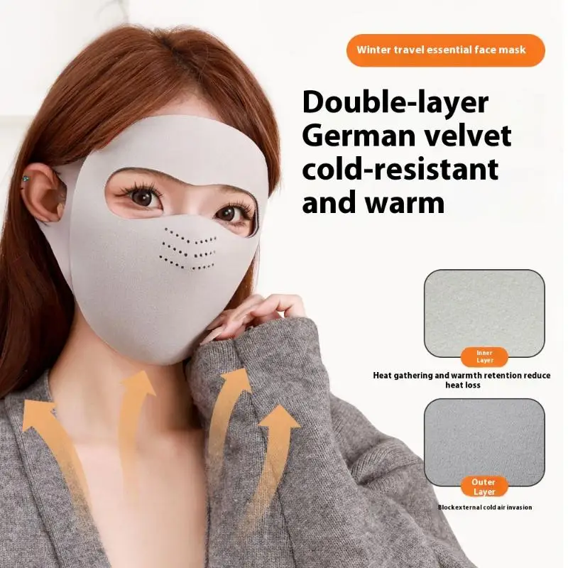 Inverno máscara de aquecimento facial completa máscara lavável traceless respirável máscara à prova de poeira engrossado equitação ao ar livre esqui
