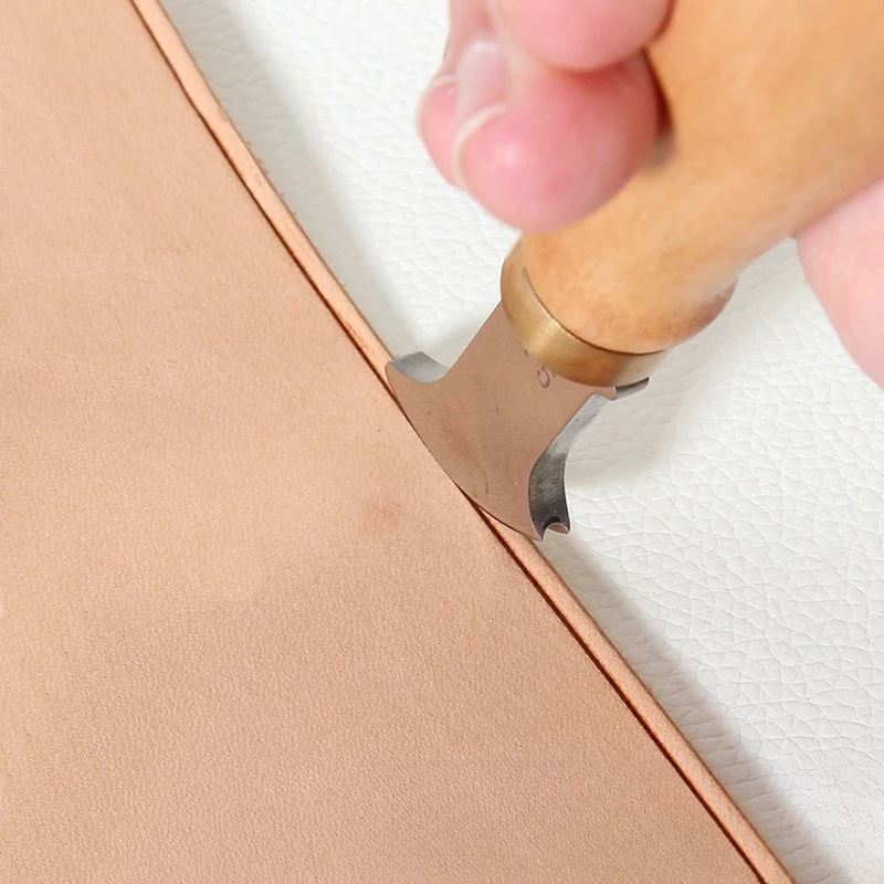 Leather DIY Tool Wooden Handle Creaser 304 Stainless Steel Head Grooving Tool for Vegetable Tanned Leather Edge Decor