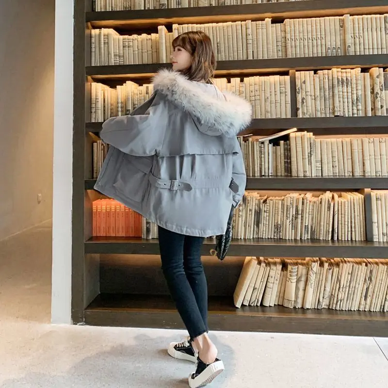 2023 New Women Down Cotton Coat Winter Bread Jacket Female Short Parkas Loose Thick Outwear Artificial Fur Collar Overcoat