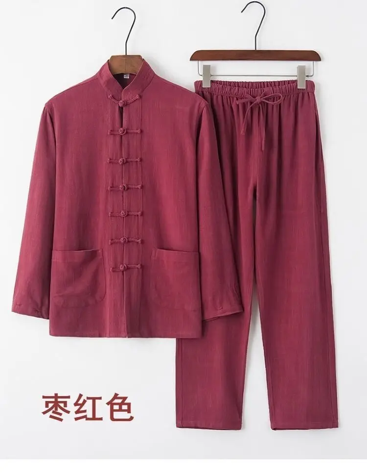2026 Herren Chinesischer Traditioneller Tang-Anzug Hanfu Kung Fu 2-teiliges Set Oberteil und Hose Neujahrsparty Festival Übergröße M XXXXXL – Detail 19