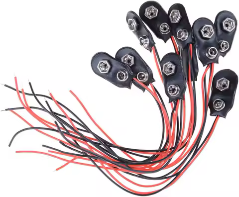 5pcs 10pcs 9V Battery Clips Connector with Wire and Black leather Housing Buckle 9 Volt Battery Clip Connector Battery Holder