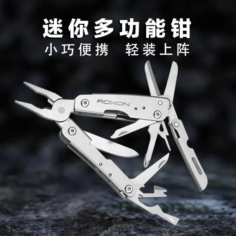ROXONs Pocket Multi Functional Utility Tool With Pliers Knife Scissors Mini Portable Outdoor Camping Survival Hand Tool