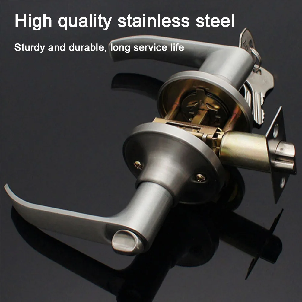 Door Lever Lock with 3 Keys Locking Door Handle Interior Lever Lock Door Knob Replacement for Bedroom Front Door