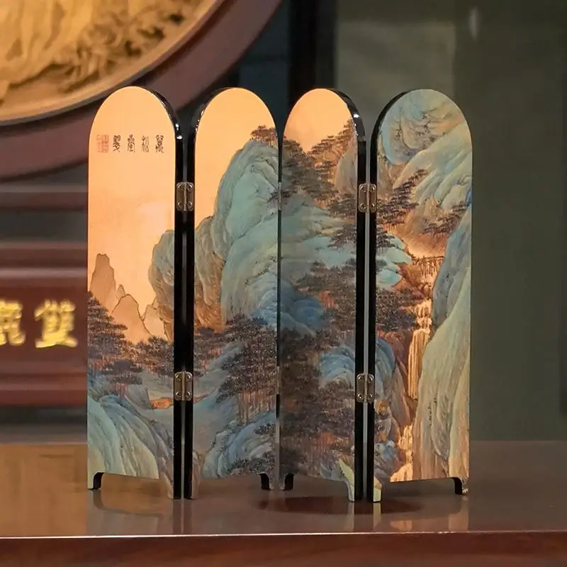 31x24CM Foldable Double-Sided Screen Wall Decorative Painting Display Stand, Arched Lacquer Decorative Item, Birthday Gift