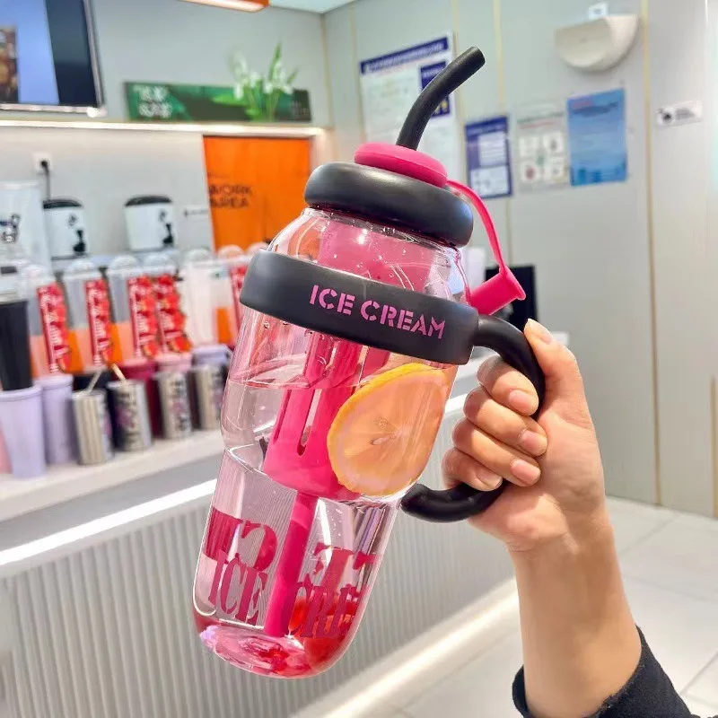 Trendy Oversized Tumbler - 32oz Summer Cup with Straw & Leakproof Lid - Cute Lucky Print Design for Travel, Beach & Outdoor view 6