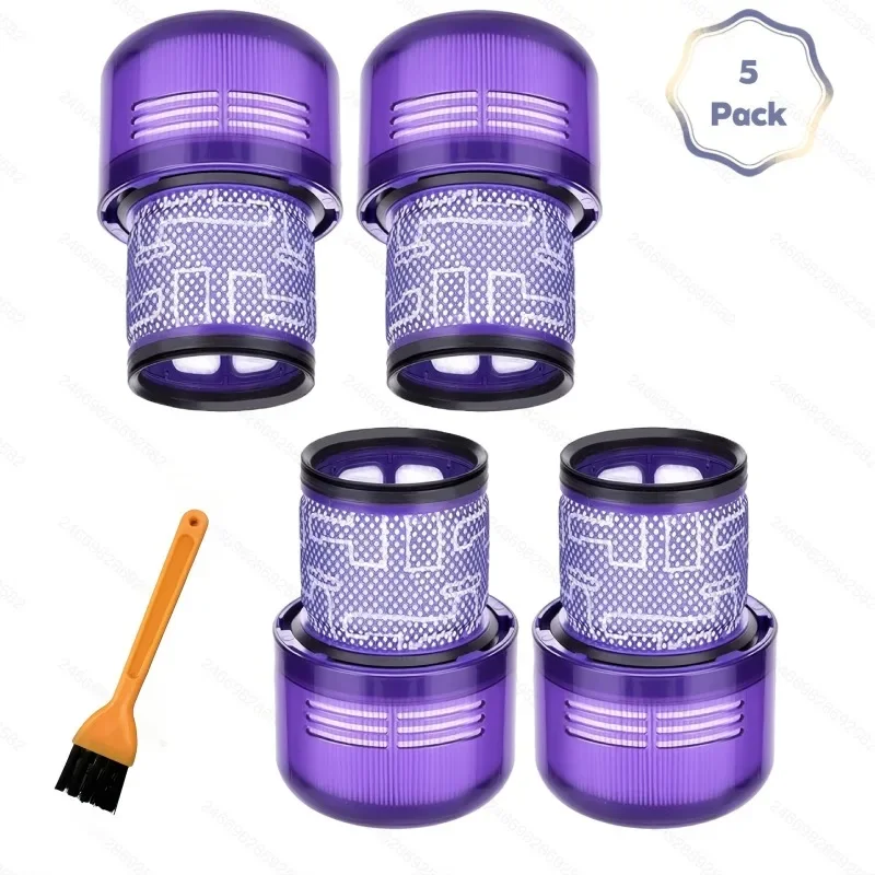 (4 Filters + 1 Brush) Replacement Parts Compatible For Dyson V11, SV17, SV14, SV22, and SV28 Rear Filter Vacuum Cleaners
