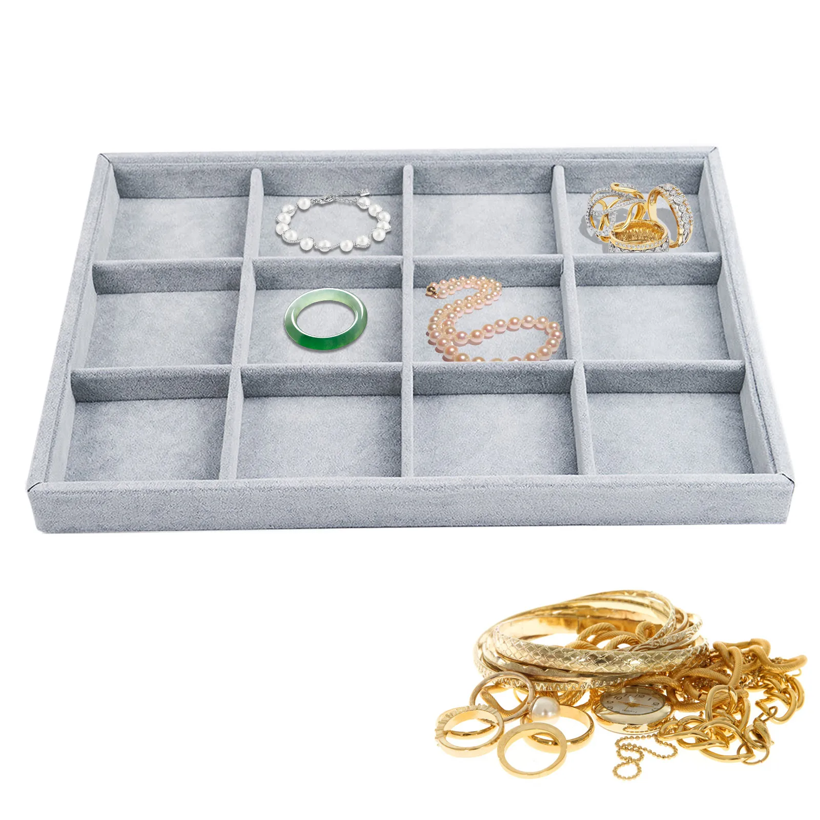 

Многофункциональные бархатные штабелируемые лотки для демонстрации ювелирных изделий, кольца, серьги, браслет, органайзер, лоток для хранения, реквизит для ювелирного магазина D