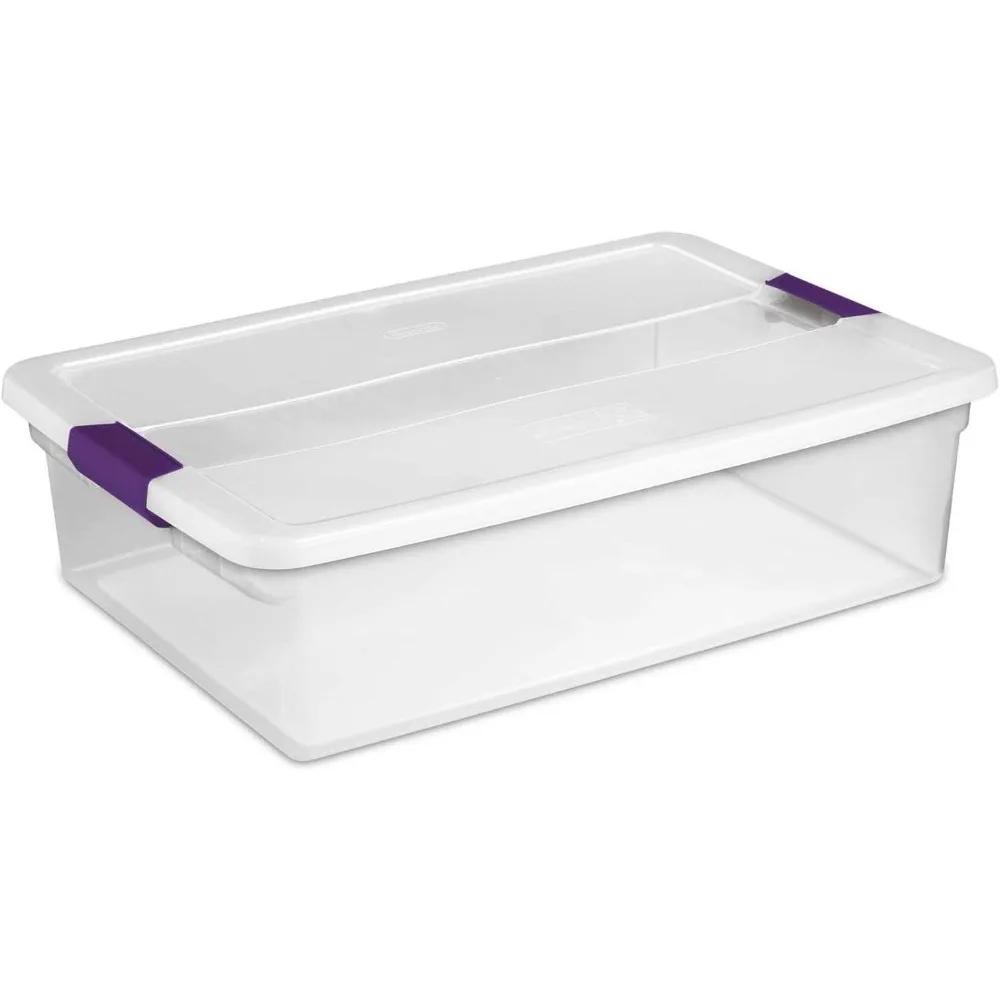 

32 Qt ClearView Latch Storage Box, Stackable Bin with Latching Lid, Plastic Container to Organize Clothes Underbed