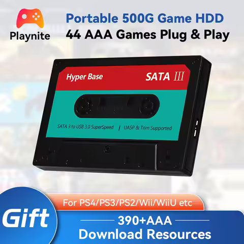 JMachen 500GB Portable Gaming HDD Playnite with 44 AAA/PC Games Game Hard Drive for PS4/PS3/PS2/WiiU/Wii/MAME for Windows Laptop