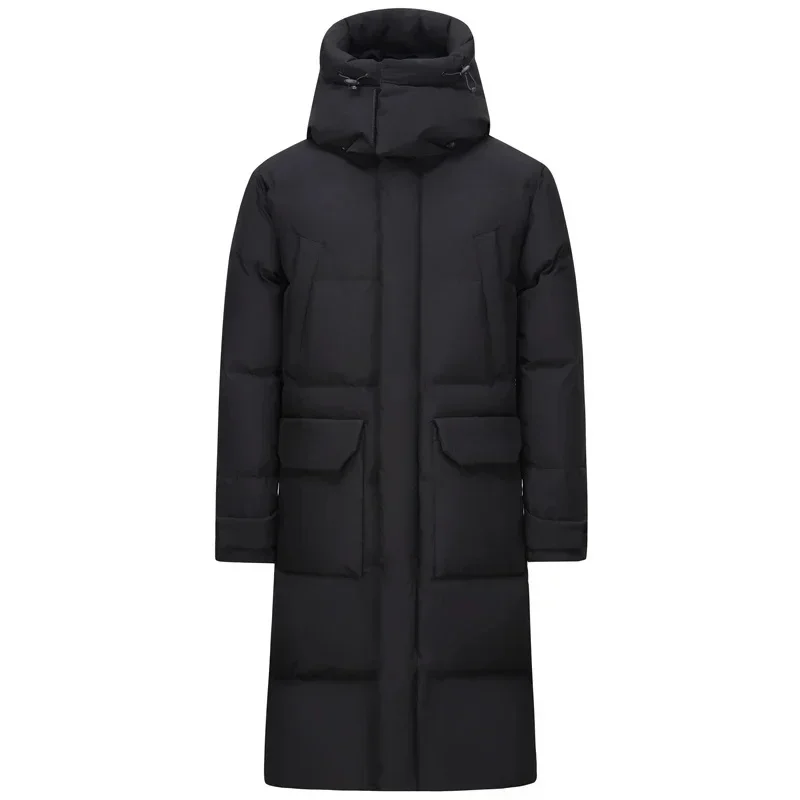 Winter Long Down Coat Men Overcoat High Quality 2025 Brand Fashion Black Men's Puffer Jackets Hooded Thick Warm Parkas