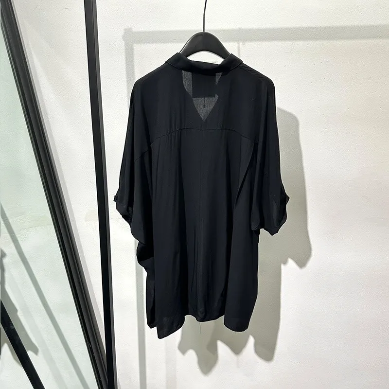Designer Men's and Women's Dark Retro Ironing Free Long Sleeves Shirt Japanese Style Design Sense Ice Silk Top