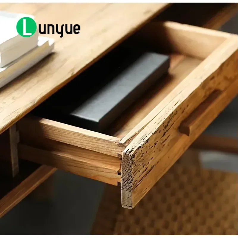 Farmhouse Solid Wood Computer Desk Antique Chinese Style Writing Table Study Office Furniture Durable Learning Workstation