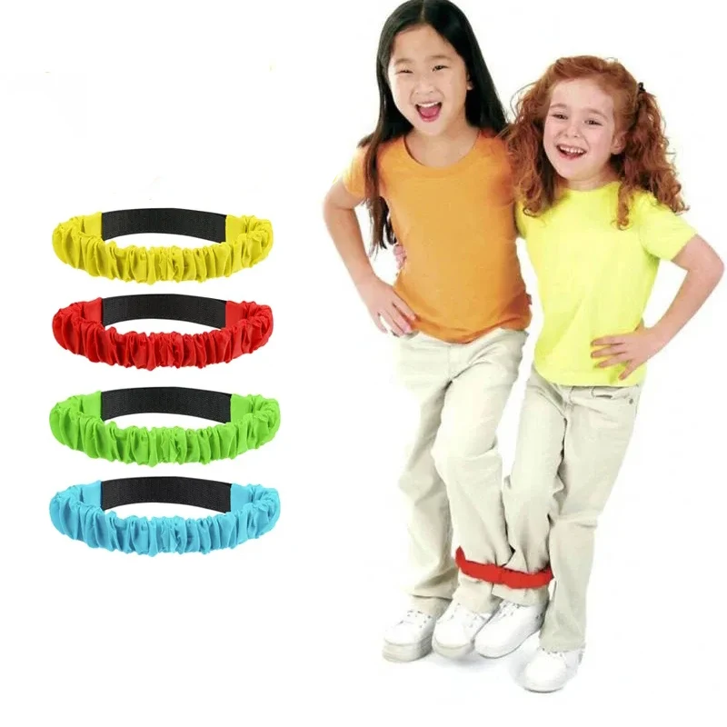 4Pcs Outdoor Fun Toy Sports Three Legged Race Bands Elastic Tie Rope Relay Race Game Carnival Party Team Building Activity