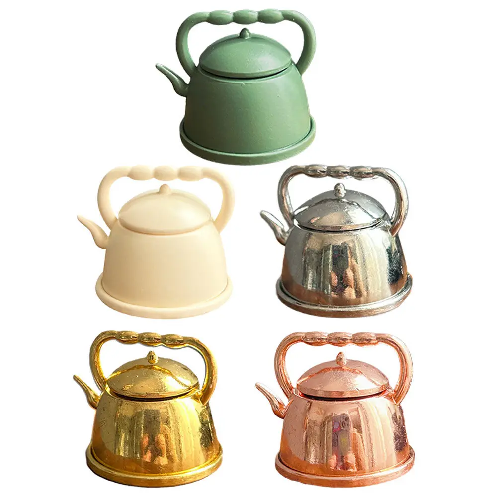 

Набор из 5 миниатюрных чайников из сплава, реалистичная имитация, декор для дома, реквизит для фотосессий