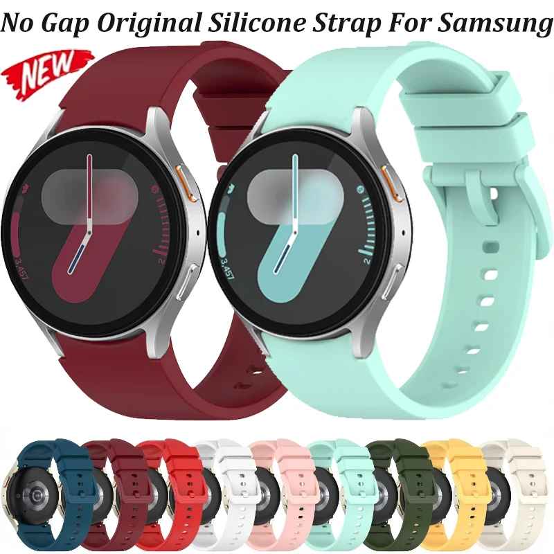 Original Silikonarmband ohne Lücke für Samsung Galaxy Watch 7 6 5 4 40/44mm, farbenfrohes Schnallenarmband für Watch 6 4 Classic 47/46mm