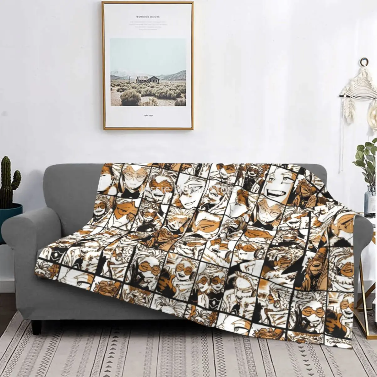 

My Hero Academia Plaid Manga Hawk Spring Manga Blanket Fleece Decoration Bakugo Throw Blankets for Bedding Couch Bedspread