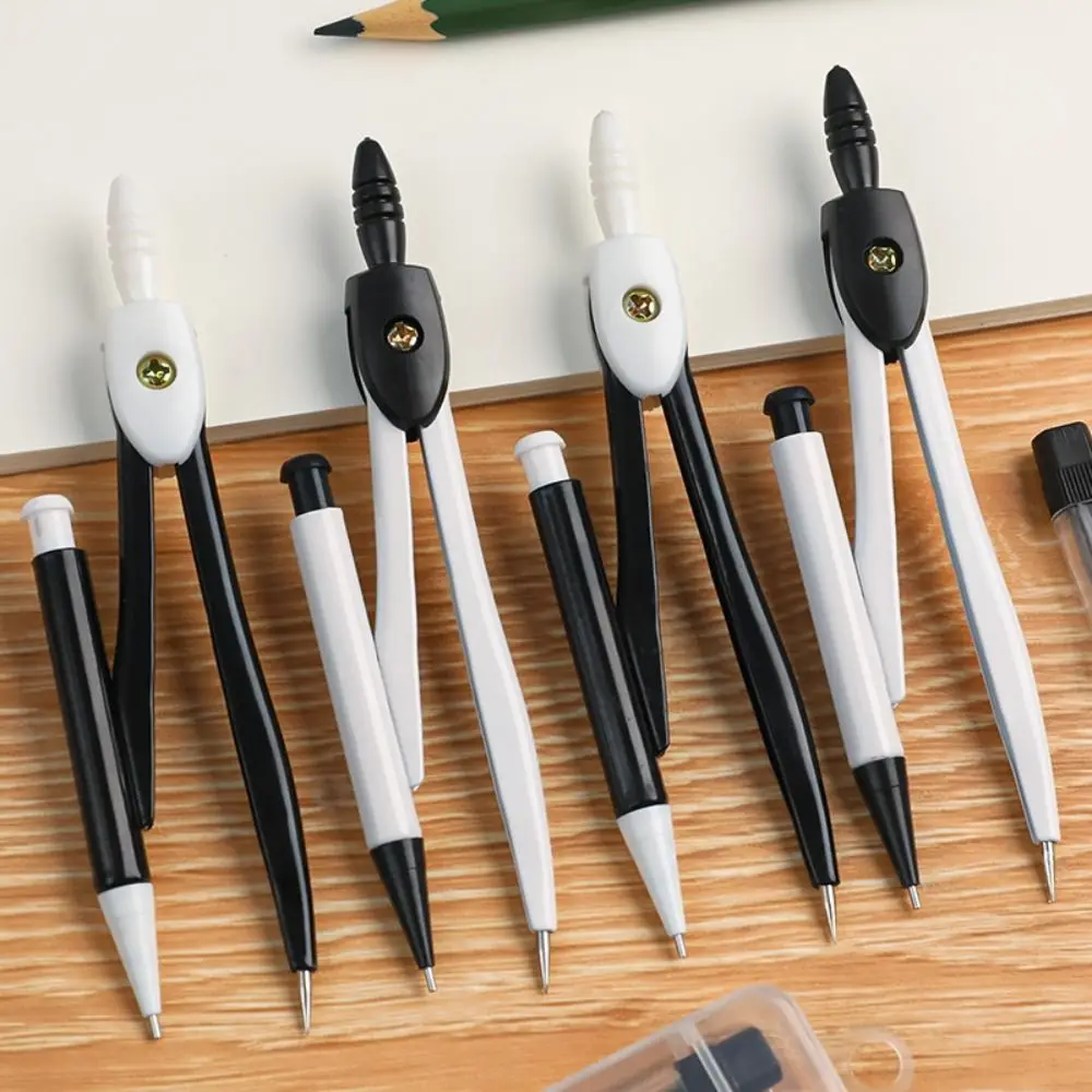 With Pencil Refills Lead Compass Drawing Set High Precision Metal Geometric Drawing Ruler Art Pencil Attachment