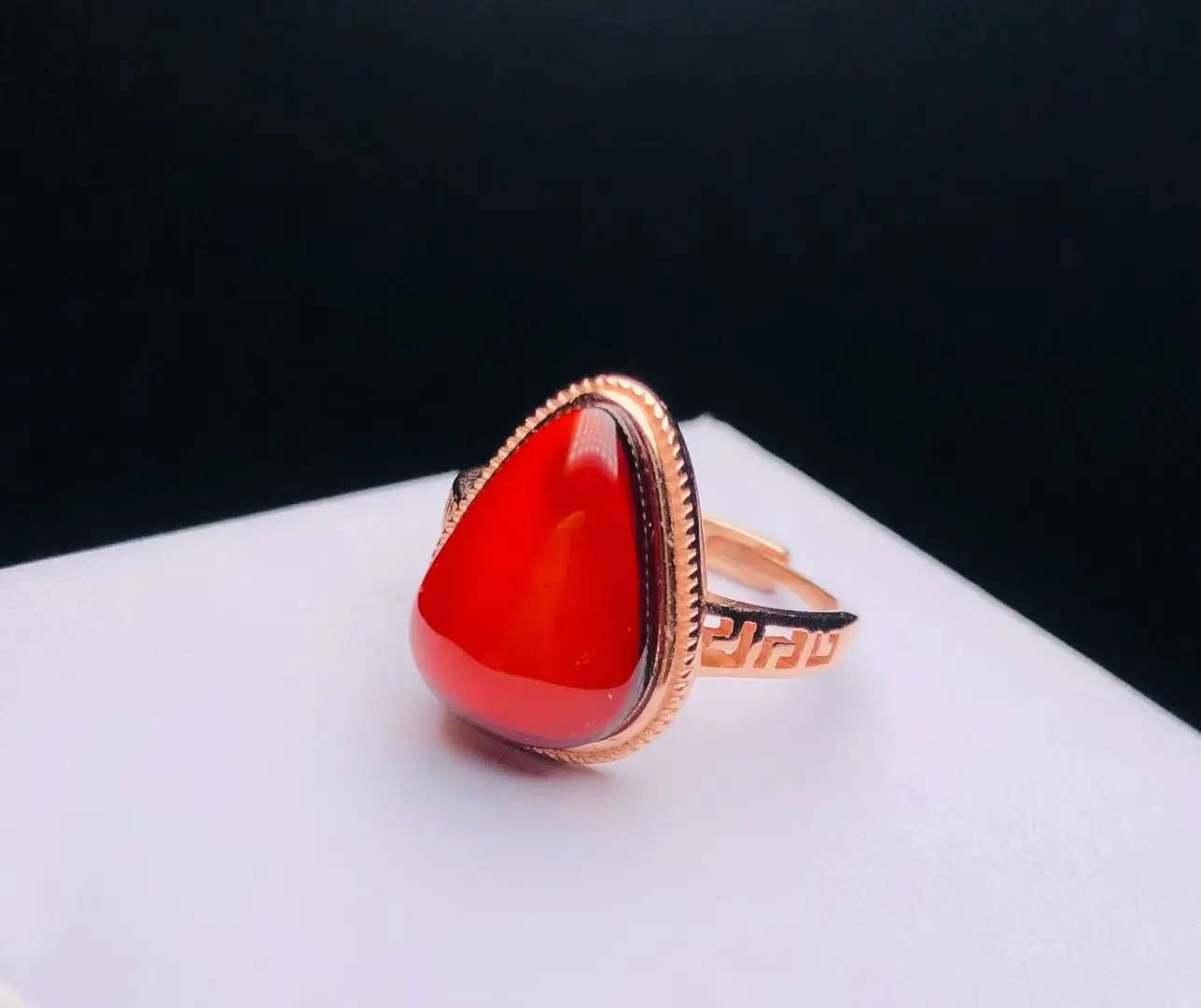 معتمد 925 الفضة الطبيعية البلطيق الأحمر العنبر خاتم مكتنز 18K مطلية بالذهب الوردي بورجوندي اللون 3 قيراط دمعة الأحجار الكريمة والمجوهرات #3