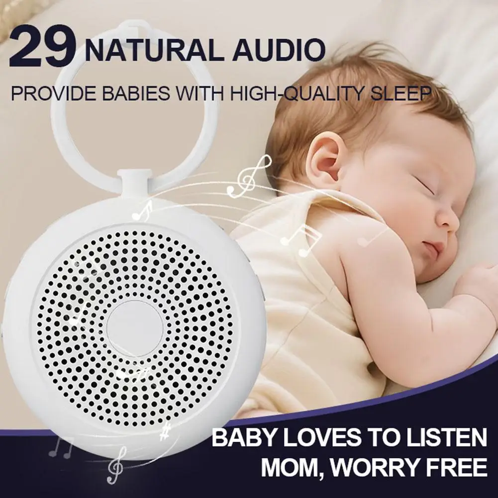 White Noise Sound Machine Portable Baby Sleep Machine 29 Soothing Sounds Volume Adjustable Built-in Rechargeable Battery