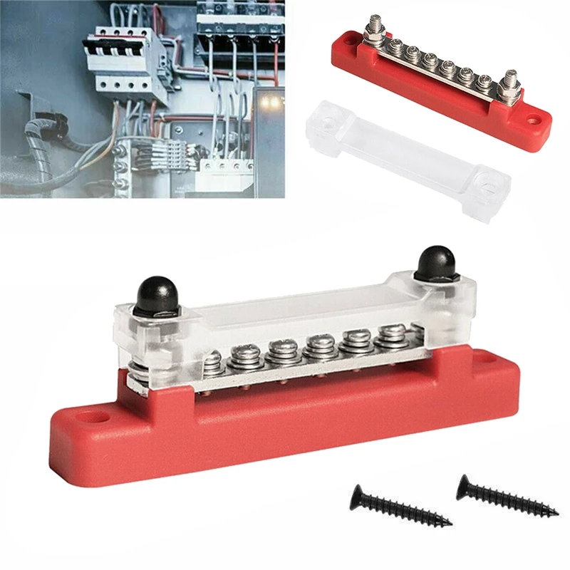 150A High-Current Single-Row Busbar 6-Way Busbar Straight-Row Busbar Block With Cover Car Boat Caravan House