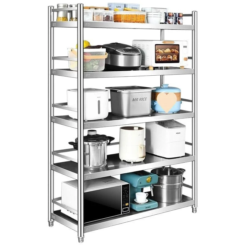 304 Stainless Steel Electric Kitchen Rack Floor-Standing Multi-Layer Microwave Storage Rack with Pot Rack Cabinet Storage
