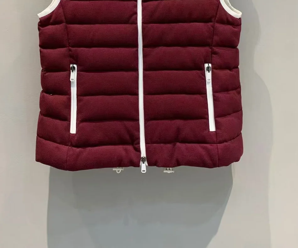 

Зимний новый элегантный пуховик винно-красного цвета основной цвет + белая молния, простой высококачественный пуховик, женская одежда
