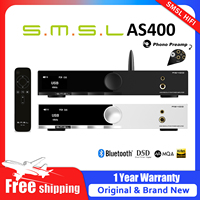 SMSL AS400 Hi-Res DAC Power Amplifier Headphone AMP Support Bluetooth USB Optical Coaxial MM Vinyl Phono Amplifier Audio Decoder