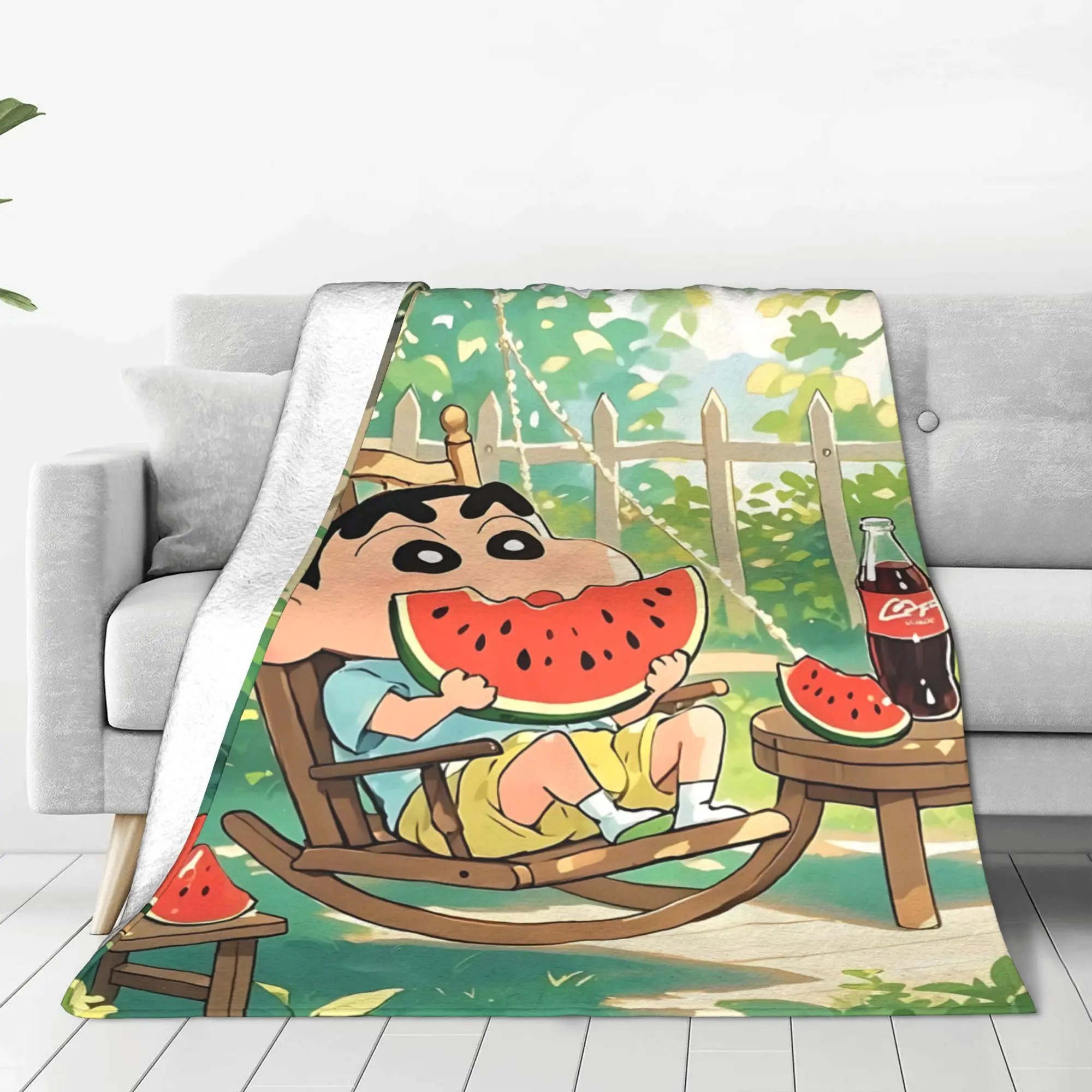 1PC home Cutecore Room Decor Crayon S Shin chan Blanket Throw Blanket  Novelty Warm Blanket All Season