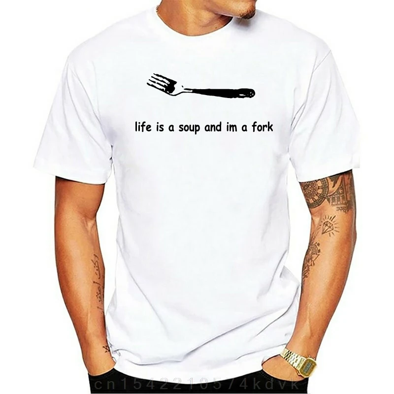 Life Is a Soup and Im a Fork Summer Mens Short Sleeve T-shirt  Men Women Cartoon Casual O-neck