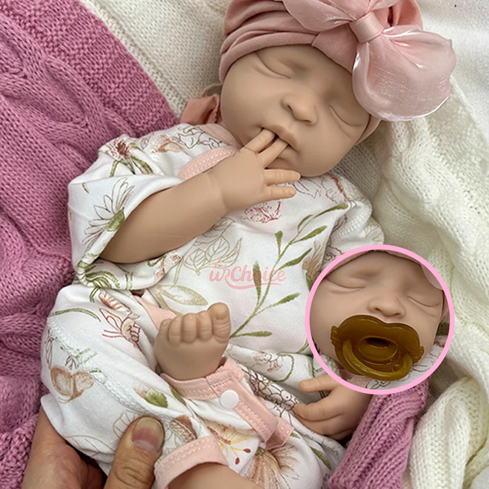 Open Mouth 17" Unpainted Silicone Reborn Baby Girl Waterproof Newborn Doll For Depression & Loneliness Support Collection Toy