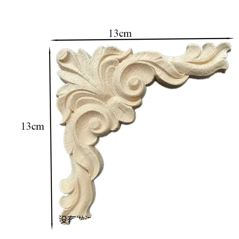 13cm 20cm Woodcarving Corner Decal Unpainted Wood Decal Corner Onlay Applique Frame Home European 3D Rose Decor Home Decor