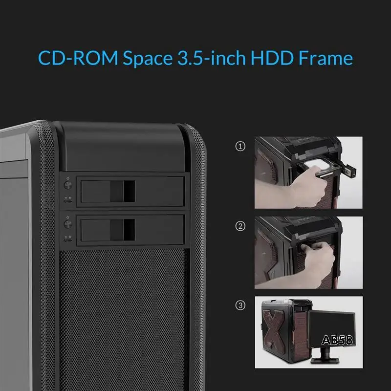

2X 1106SS 5.25 Trayless Hot Swap Mobile Rack CD-ROM 3.5 Inch Internal SATA Hard Drive SSD Adapter - Black