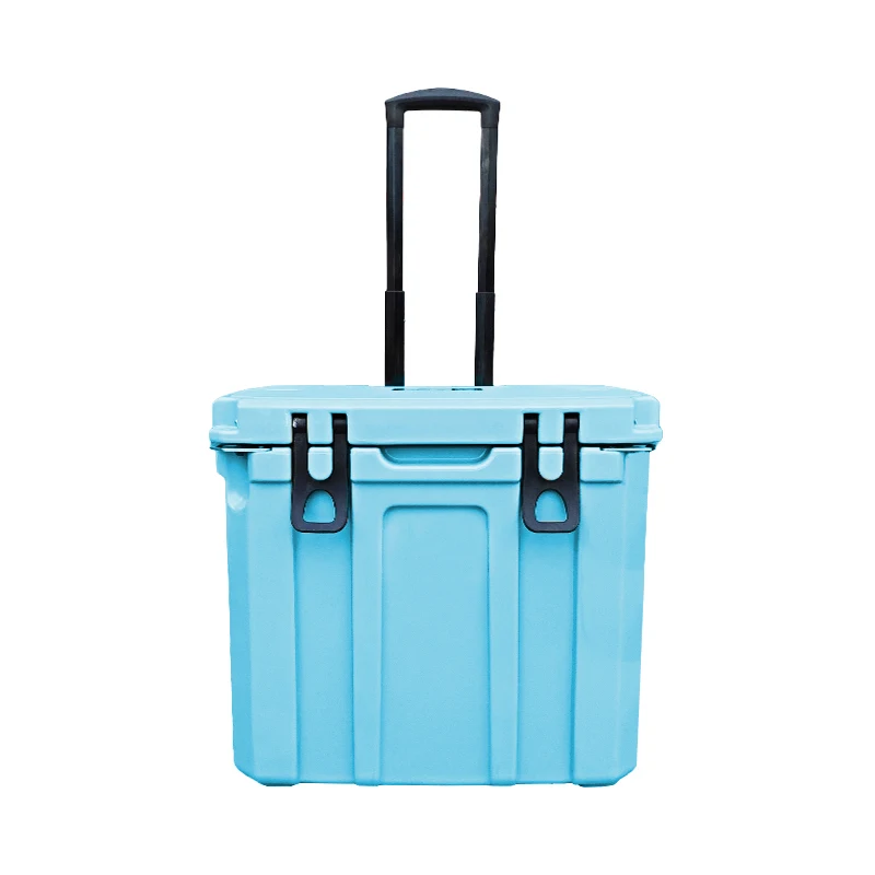 

Custom Ice Chest Plastic Polyethylene PE Hard Shell Drinking Water Wheeled Insulator Ice Cooler Box for Outdoor Camping Picnic