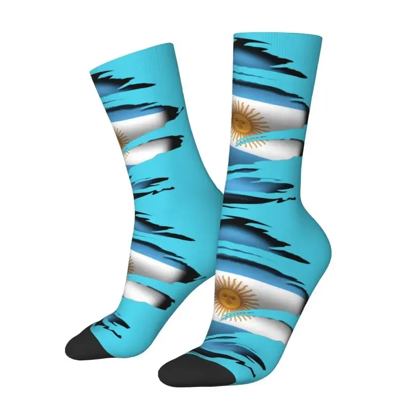 Fashion Argentina Torn Flag Tattoo Socks Men Women Warm Breathable 3D Printing Argentinian Proud Football Sports Socks