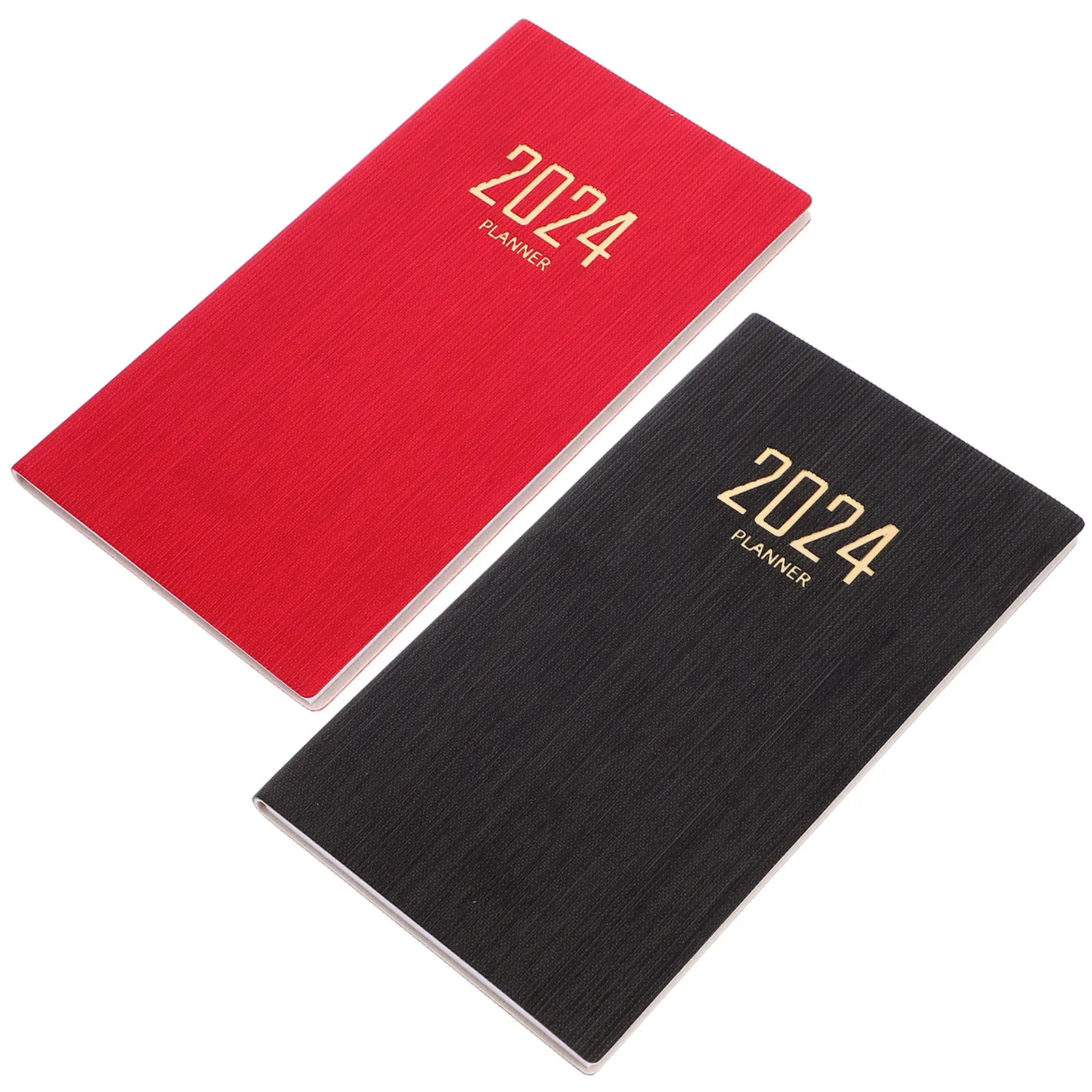 2Pcs A6 Soft Cover Rounded Corner Writing Notebook Yearly Monthly Planner Notepad for Students Professionals Daily Agenda