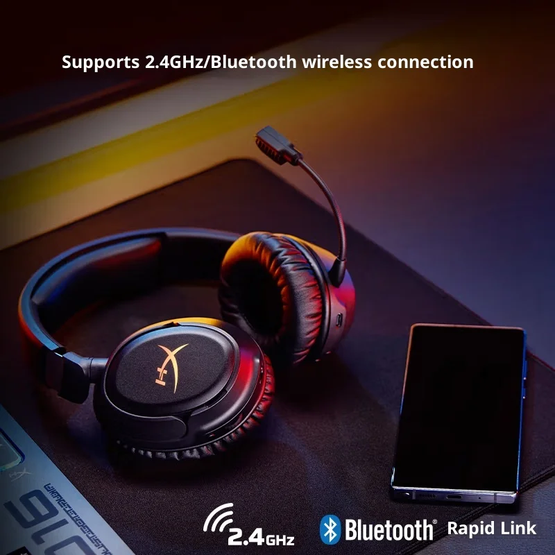 سماعات رأس HYPERX Cloud Flight 2 اللاسلكية 2.4G Bluetooth5.3 50mm سماعة رأس ديناميكية للألعاب مع ميكروفون قابل للفصل هدية