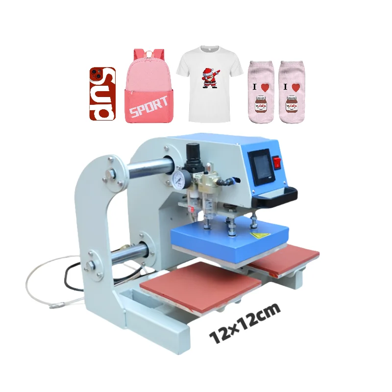 

12*12CM Pneumatic Heat Transfer Logo Embosser Digital Dimensional Garment Small Heat Press Machine