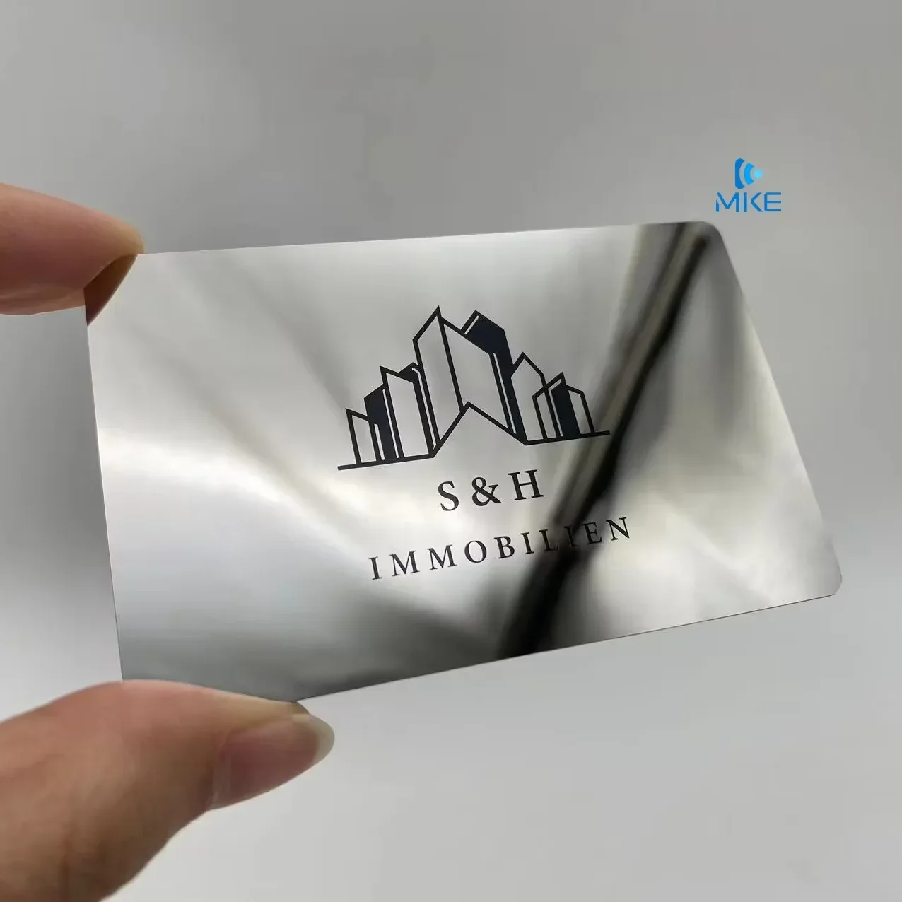 

Зеркальная серебряная печать визитных металлических карточек из нержавеющей стали