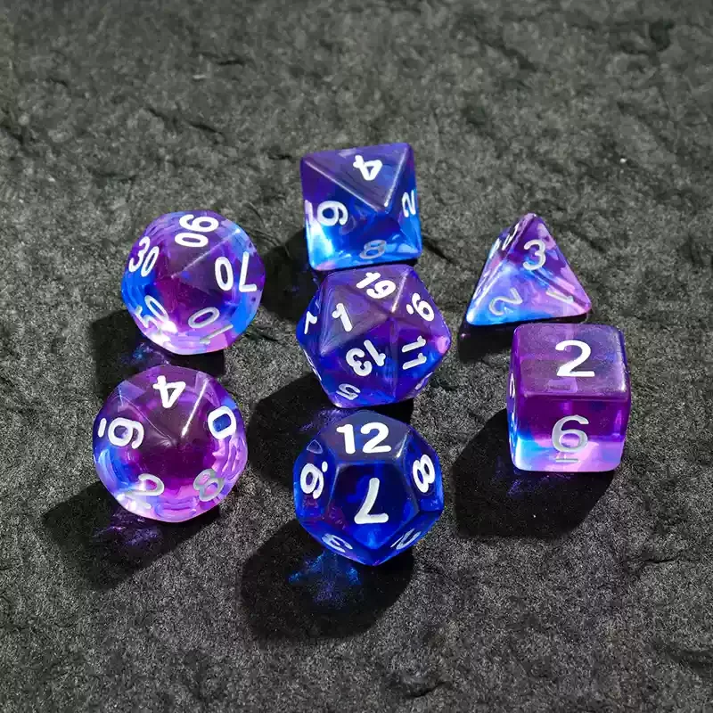 

Набор кубиков D&D, 7 шт./лот, многоцветные прозрачные акриловые многогранные кубики Fot, ролевая игра DND, набор многогранных кубиков для ролевых игр