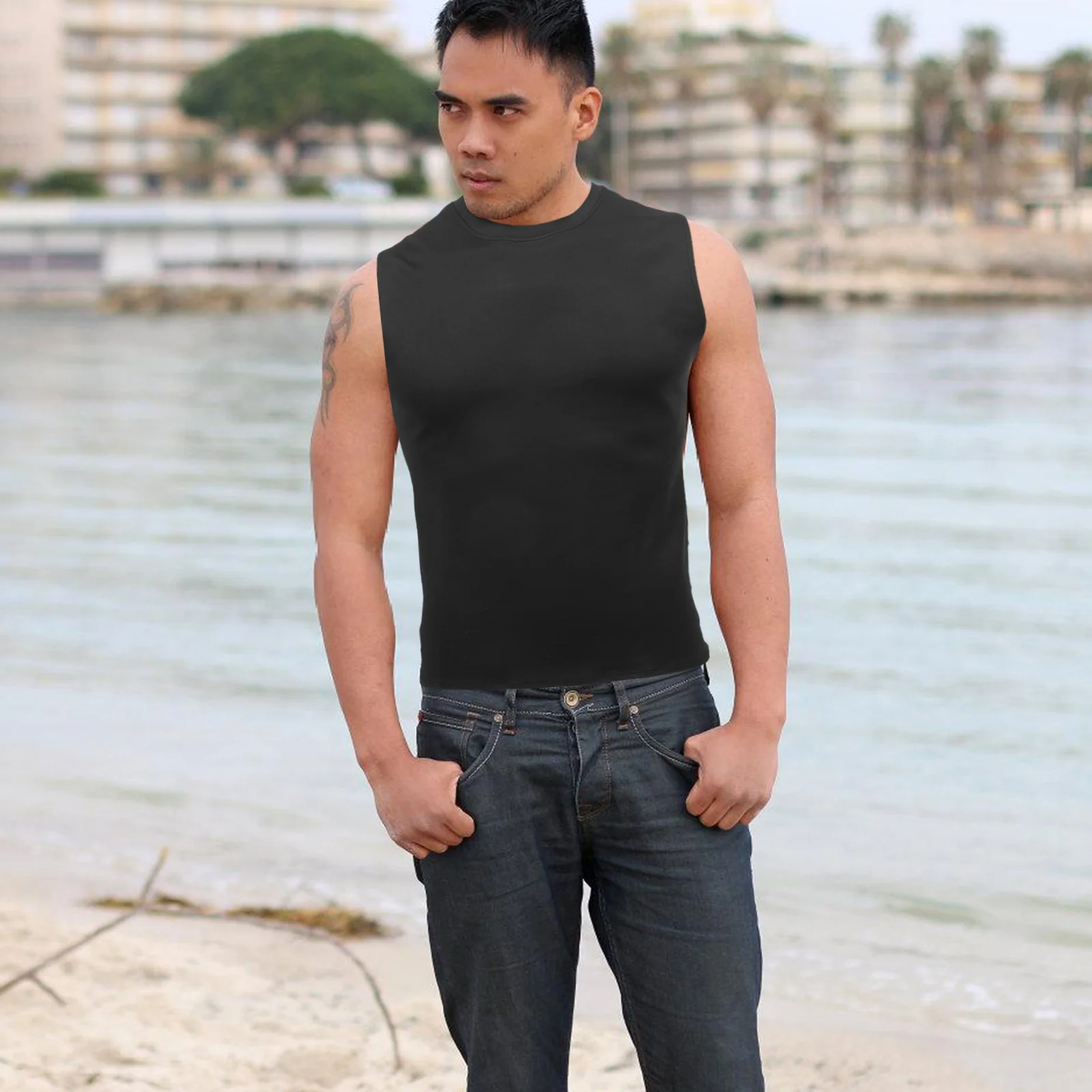 

Men Sports Vest Quick Dry Comfortable Polyester Breathable Running Gym Fitness Tank Polyester Vest Sports Running Costume