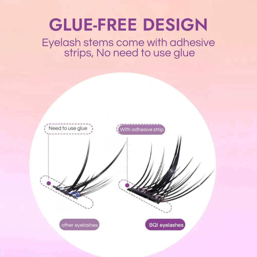 New EYELASH No Glue Needed Self Adhesive Cluster Lash Diy Adhesive Cluster Lashes Extension Reusable Glue-free Lashes Trial Pack