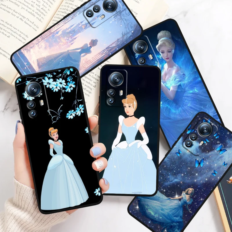 Cinderella Disney Cartoon Cute For Xiaomi Mi Poco F5 F4 F3 X6 X5 X4 X3 M6 M5 M5S M4 M3 C65 Pro GT NFC 5G Black Funda Phone Case