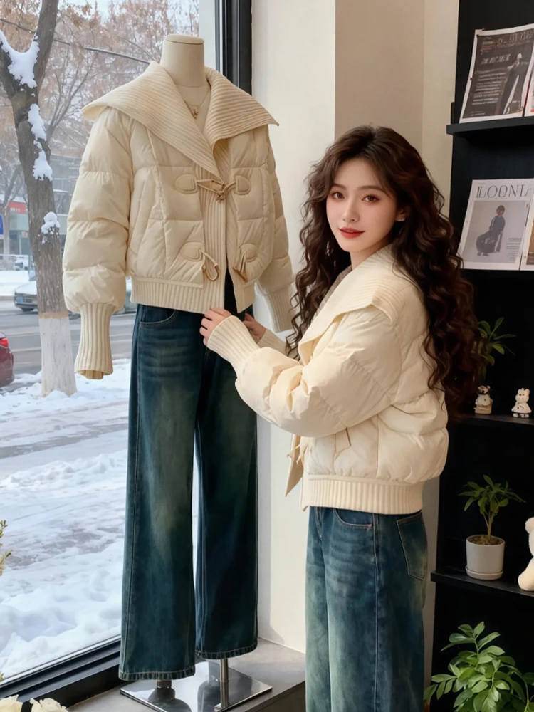 

Women's down Cotton Jaet Coat Large Collar Winter New Design Warmth Clothing Button Closure Mid-Length Sve Long Sve