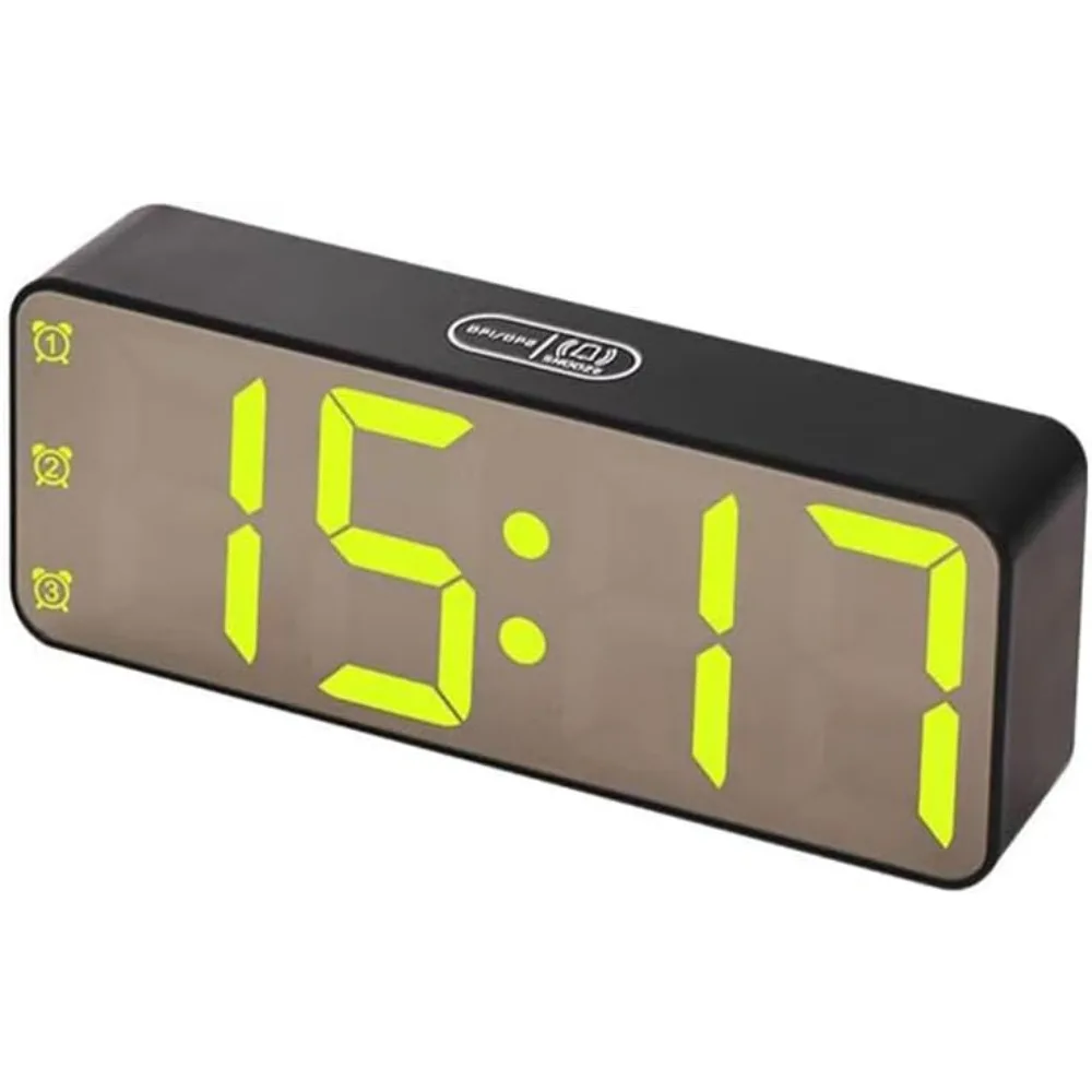 

Large digital LED display, bedside table electric alarm clock, USB charging, 7-color light, three alarm settings