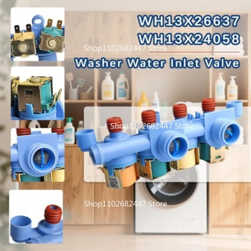 Válvula de Entrada de Água para Máquina de Lavar GE WH13X26637, Válvula Solenoide de Entrada de Água 120V, Número do Item WV81328