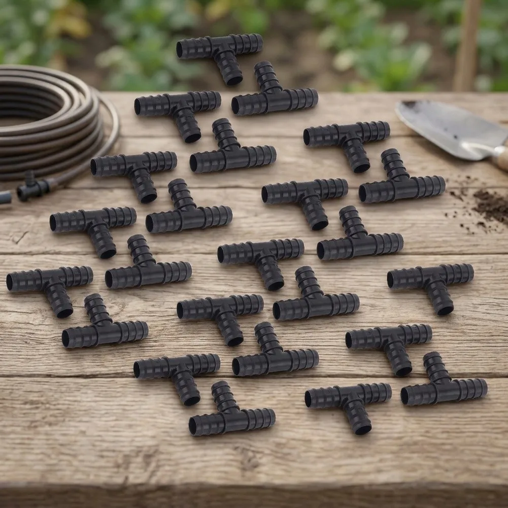 Barbed Tee Hose Connectors 20 pcs 16mm Inner Diameter Plastic Fittings Compatible with Standard Garden and Laundry Hoses