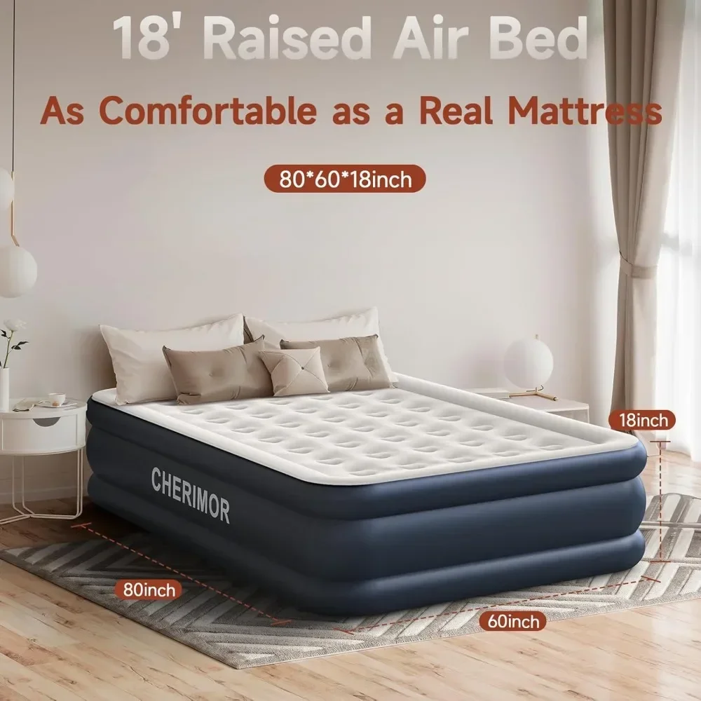 Air Mattress  with Built in Pump, Thicken Sturdy Inflatable Mattress for Guests & Home, 3 Mins Inflatable, Waterproof Blow up